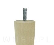 Noga bukowa prosta, stożek 15 cm, surowa ze szpilką M8 x 25 mm - 5