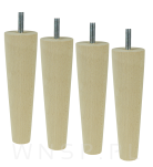 Noga bukowa prosta, stożek 15 cm, surowa ze szpilką M8 x 25 mm - 6