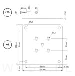 Zestaw montażowy do 4 sztuk nóg drewnianych z płytką kwadratową 10 x 10 cm - 2