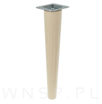 Noga bukowa prosta, stożek 45 cm surowa z blachą montażową - 4