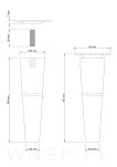 Noga bukowa prosta, stożek 45 cm surowa z blachą montażową - 2