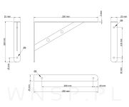 Wspornik, konsola do półki ściennej, wiszącej 250 x 160 x 25 mm - 2