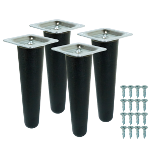 4x Noga bukowa prosta UNIQ 10 CM z blachą montażową