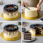 Podkład pod tort 5 sztuk Ø 24 cm okrągły, dekoracja na urodziny gruby sztywny złoty/srebrny - 3