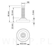 Stopka meblowa M8 X 40 mm, z nacięciem prostym - 2