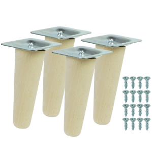 4x Noga bukowa skośna UNIQ 12 CM z blachą montażową