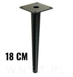 Noga stalowa stożek 18 cm, z blachą montażową, czarna matowa - 4