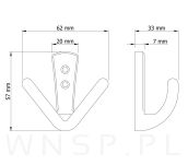 Haczyk typ Kotwica, wieszak podwójny, ciemny szary - 2