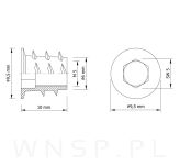 M5 X 10 mm - Nakrętka mufa do drewna typ DC - 2