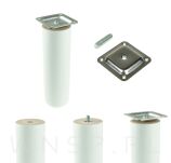 Nóżka bukowa biała 20 cm, walcowa 60 mm z blachą - 12