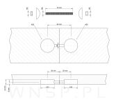 Mocne złącze podwójne 100 sztuk M6 do mebli Ø 35 połączenie do blatów 180 stopni - 2