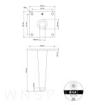 Noga stalowa stożek 13 cm, z blachą montażową, czarny mat - 2
