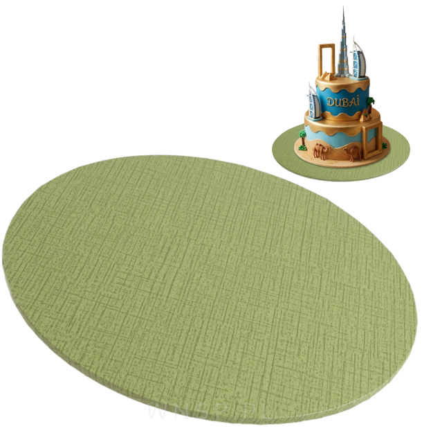 Mocny podkład pod tort Dubai Ø 25 cm okrągły MDF, dekoracja na urodziny sztywny zielony