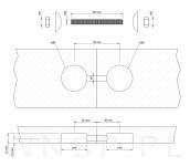 Mocne złącze podwójne 4 sztuki M8 do mebli Ø 40, połączenie blatów 180 stopni - 2