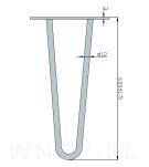 Noga stalowa z pręta 12 mm, typ Hairpin, biała 600 mm - 3