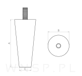 Zestaw nóżki proste 15 CM, czarne, ze szpilką M8 X 25 MM + Blachy - 10