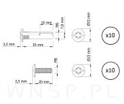10 x Złącze meblowe śrubowe Ø 8 mm M6 (39 - 50 MM) do szafek, płyt meblowych - 4