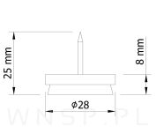 28 mm ślizgacz z gwoździem i filcem brązowym - 3