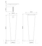 Noga bukowa prosta, stożek 15 cm szary mat z blachą montażową - 2