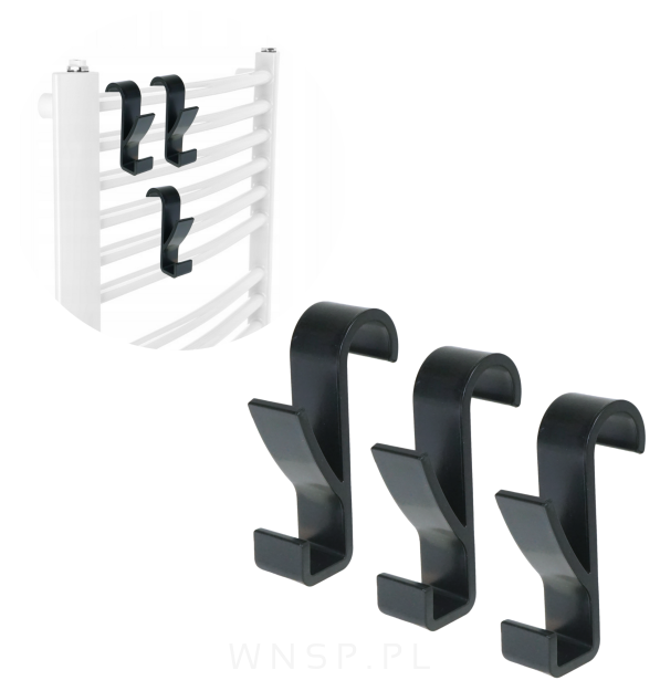 Wieszaki podwójne, 3x haczyki na ręczniki na grzejnik, kaloryfer, drabinkę łazienkową