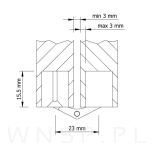 Zawias cylindryczny fi 14 mm do wkładów blatów - 6