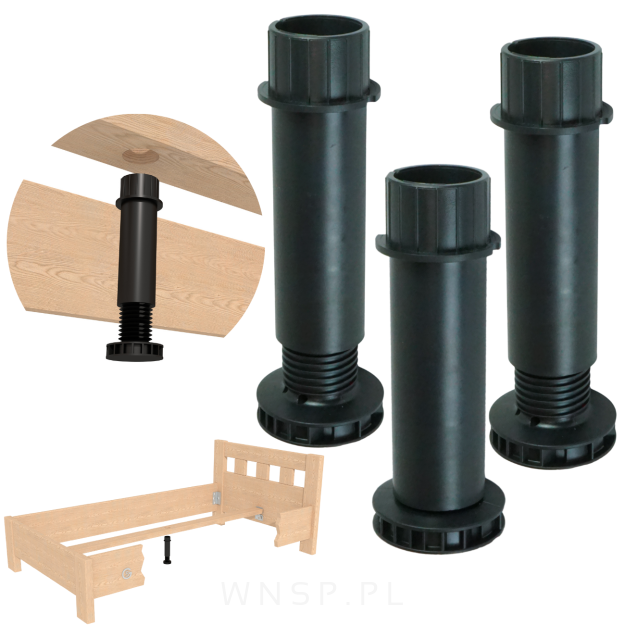 3x Noga regulowana do łóżka 17 cm [11 - 17 cm]