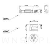 Złącze meblowe mimośrodowe zaczep 24 mm, komplet złącza do mebli 1000 kpl. - 2