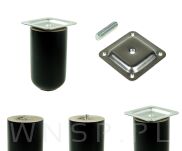 Nóżka bukowa czarna 10 cm, walcowa 60 mm z blachą - 11