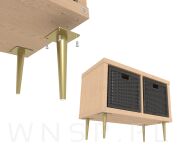 Noga stalowa stożek 10 cm z ringiem i blachą montażową, złoty antyczny - 6