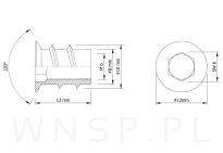 M6 X 13 mm - Mufa wkręcana do drewna - 3