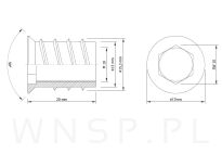 M10 X 20 mm - Mufa wkręcana do drewna - 3