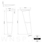 Noga bukowa skośna UNIQ 45 cm z blachą montażową, lakier bezbarwny - 2