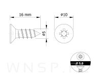 Wkręty hartowane stożkowe do drewna 5,0 X 16 mm - 2