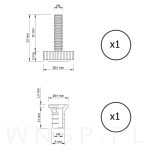 Regulator, stopka meblowa M6 X 25 mm z mufą wbijaną - 2