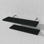 Zestaw 2 półek ściennych czarnych 650 x 200 x 18 mm, z niewidocznymi ramionami - 4