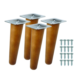 4x Noga bukowa skośna UNIQ 8 CM z blachą montażową