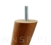 Noga bukowa skośna, stożek 15 cm, orzech ze szpilką M8 x 25 mm - 3