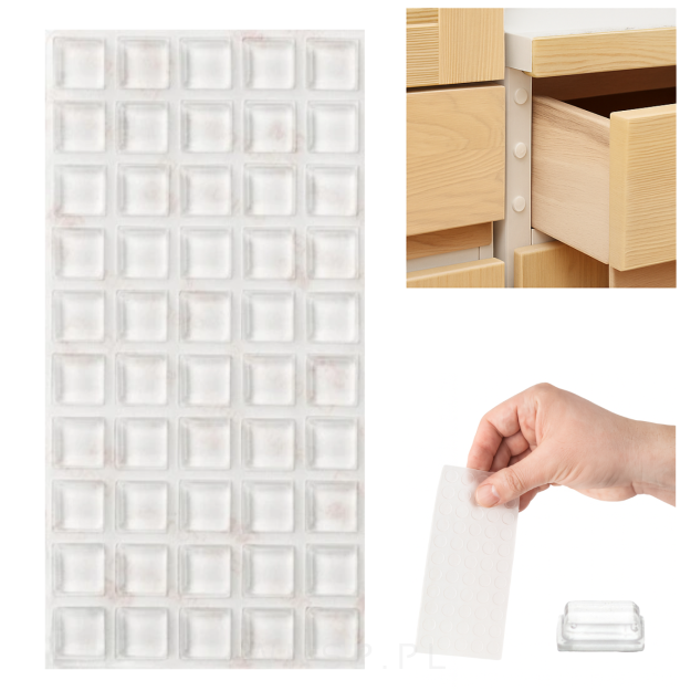 Odbojniki silikonowe samoprzylepne do drzwi mebli szuflad nóżki 10 x 10 x 2,5 mm