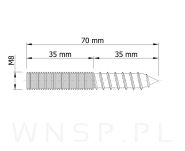 M8 X 70 mm, szpilka dwustronna 50/50 - 2