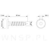 Wkręt HWI 6,3 X 30 mm, SW4, ocynk biały - 2