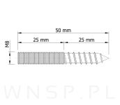 M8 X 50 mm, szpilka dwustronna 50/50 - 2
