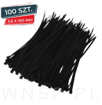 Opaski zaciskowe kablowe 3,6 x 100 mm trytytki, trytki czarne zestaw 100 szt. - 3