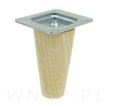 Noga dębowa prosta, stożek 8 cm surowa z blachą montażową - 6