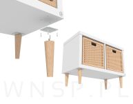 Noga dębowa prosta, stożek 8 cm surowa z blachą montażową - 8
