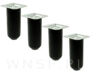 Nóżka bukowa czarna 10 cm, walcowa 45 mm z blachą - 5