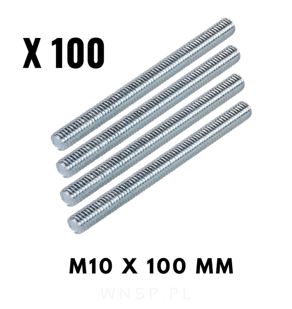 M10 X 100 mm szpilka metryczna, trzpień gwintowany