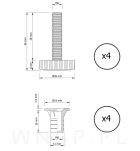Regulator, stopka meblowa M8 X 38 mm z mufą wbijaną M8 - 2