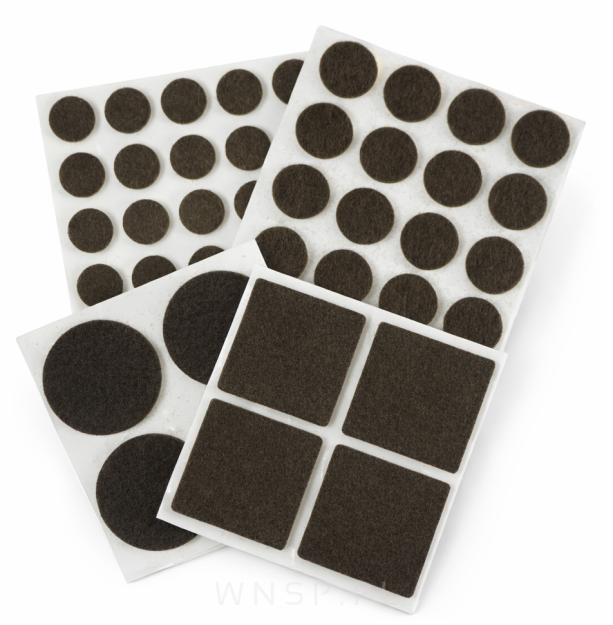 PODKŁADKI FILCOWE POD KRZESŁA, MEBLE, NOGI SAMOPRZYLEPNE ZESTAW 53 SZT BRĄZOWY FILC