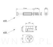 Złącze meblowe połączenie mimośrodowe 10 kpl. zaczep 34 mm, komplet złącza do mebli - 2