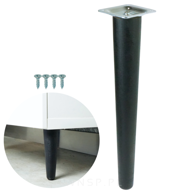 Noga bukowa prosta UNIQ - 40 cm z blachą montażową